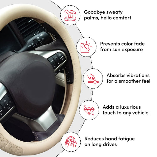 Luxury Steering Wheel Covers Beige